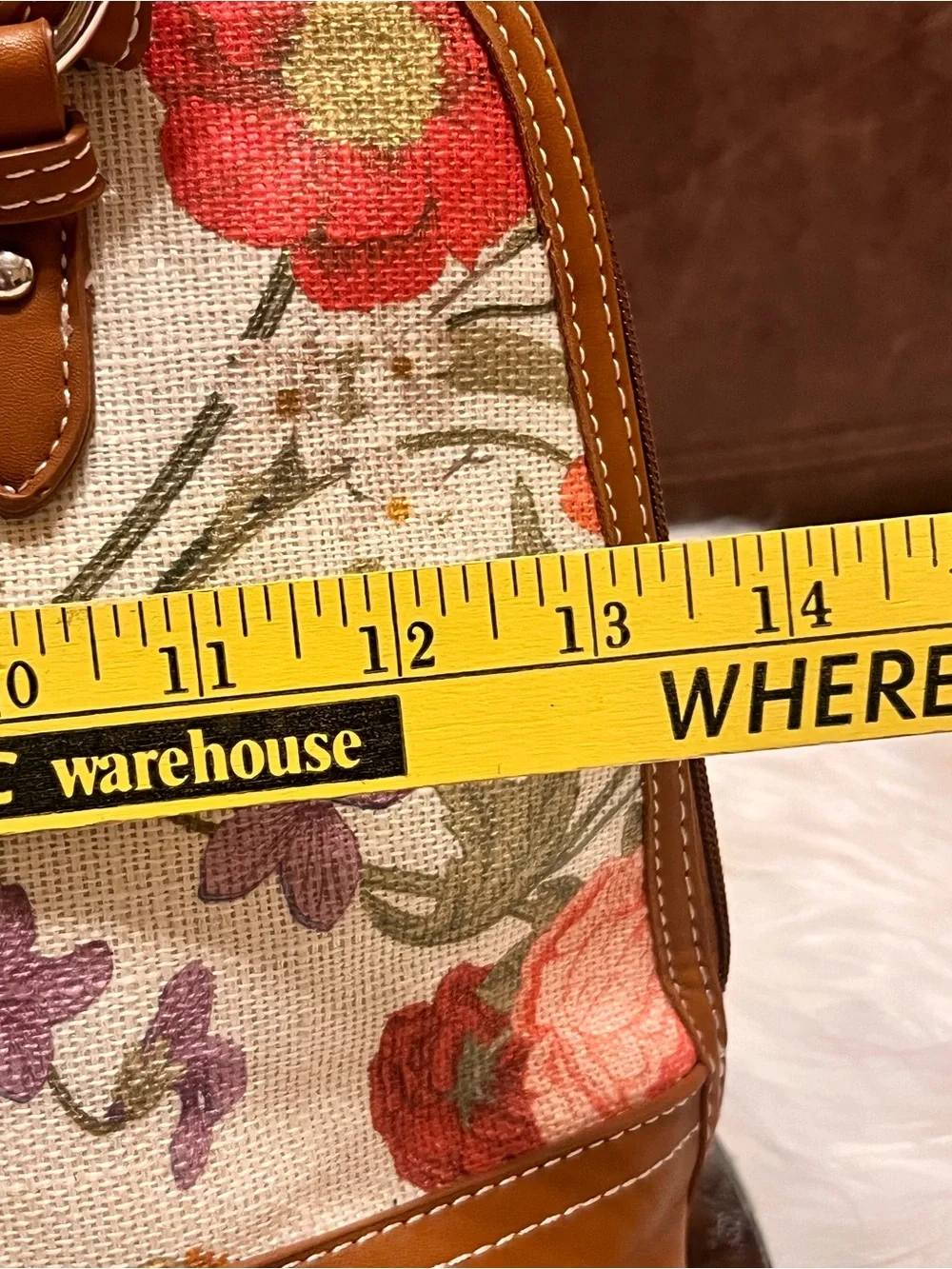 Gianni Bini Floral Canvas Satchel in Cream a handbag